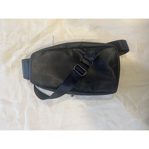 West End Black Faux Leather Crossbody Sling Bag Backpack with Adjustable Strap - Picture 5 of 6